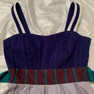 Lux Color Block Sleeveless Sash Dress XS